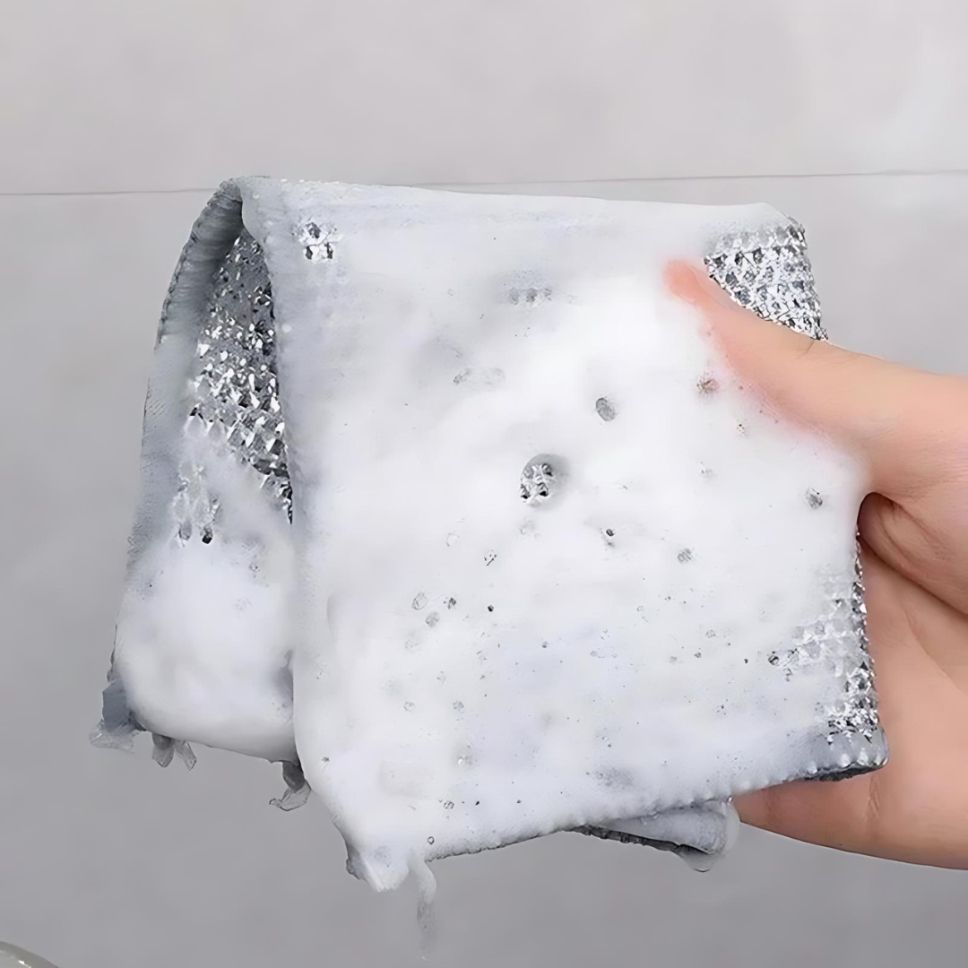 ✨Clean Plus: Paños metálicos adiamantados para Limpieza Profunda que cuida tus utensilios mas delicados🧽 x 5 Unds