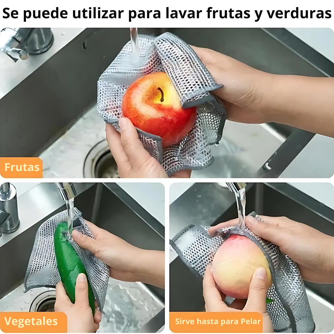 ✨Clean Plus: Paños metálicos adiamantados para Limpieza Profunda que cuida tus utensilios mas delicados🧽 x 5 Unds