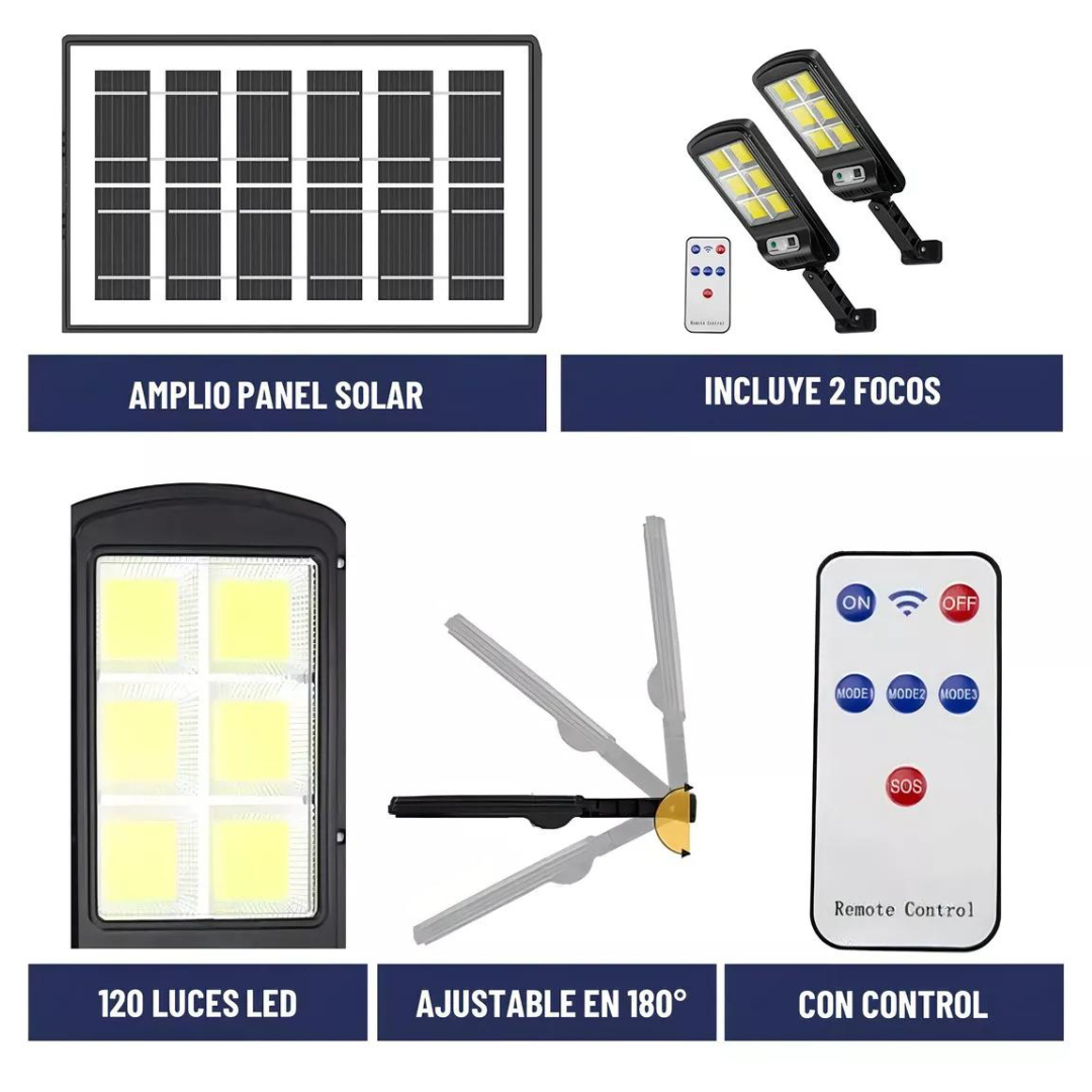 🔆 Lámpara Reflector LED con Panel Solar y Control Remoto🌞