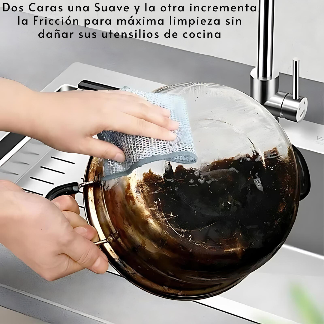 ✨Clean Plus: Paños metálicos adiamantados para Limpieza Profunda que cuida tus utensilios mas delicados🧽 x 5 Unds