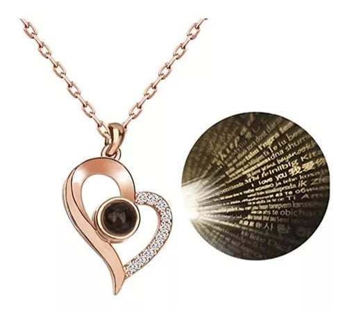 💎 Collar de Proyección "Te Amo" en 100 Idiomas con estuche de lujo 💖