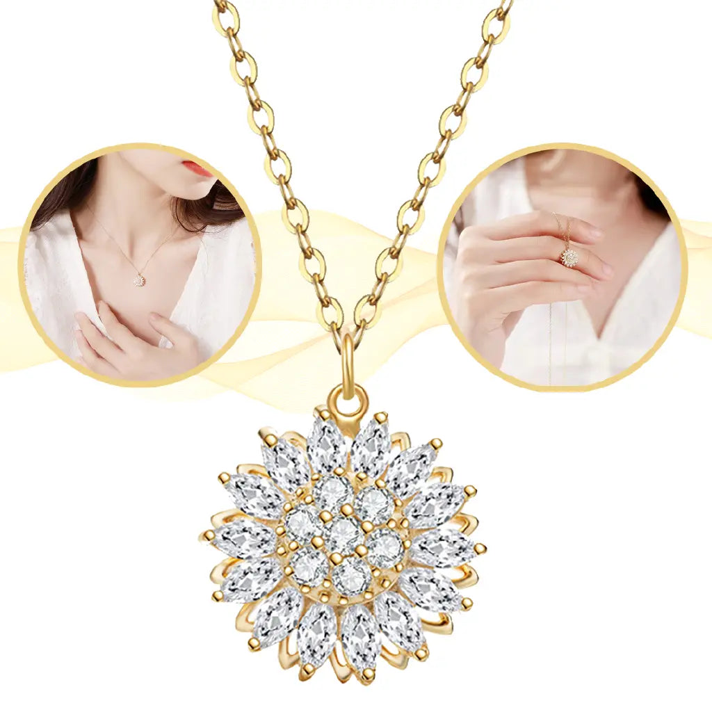 🌻 Collar Girasol Giratorio Dorado: Un Giro de Luz, Serenidad y Elegancia ✨ ¡HOY con 40% OFF! ⏳