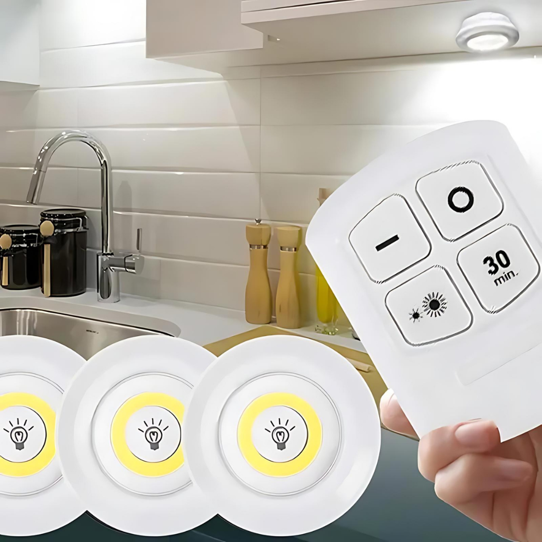 💡Set de 3 Luces Led con Control Remoto y dos niveles de Intensidad (Colocalas donde quieras, No necesitan cables ni conexiones)🖲️