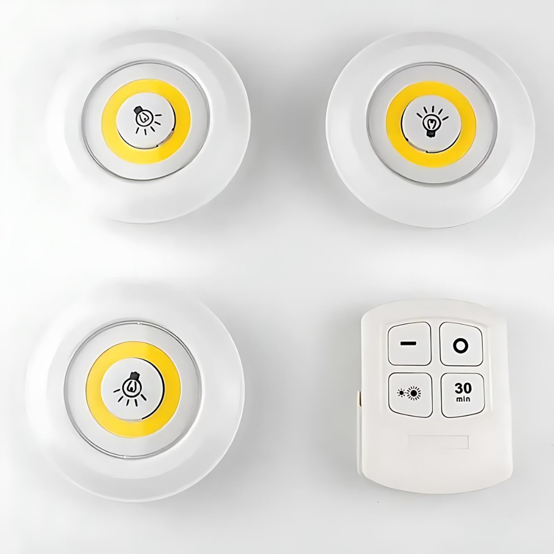 💡Set de 3 Luces Led con Control Remoto y dos niveles de Intensidad (Colocalas donde quieras, No necesitan cables ni conexiones)🖲️