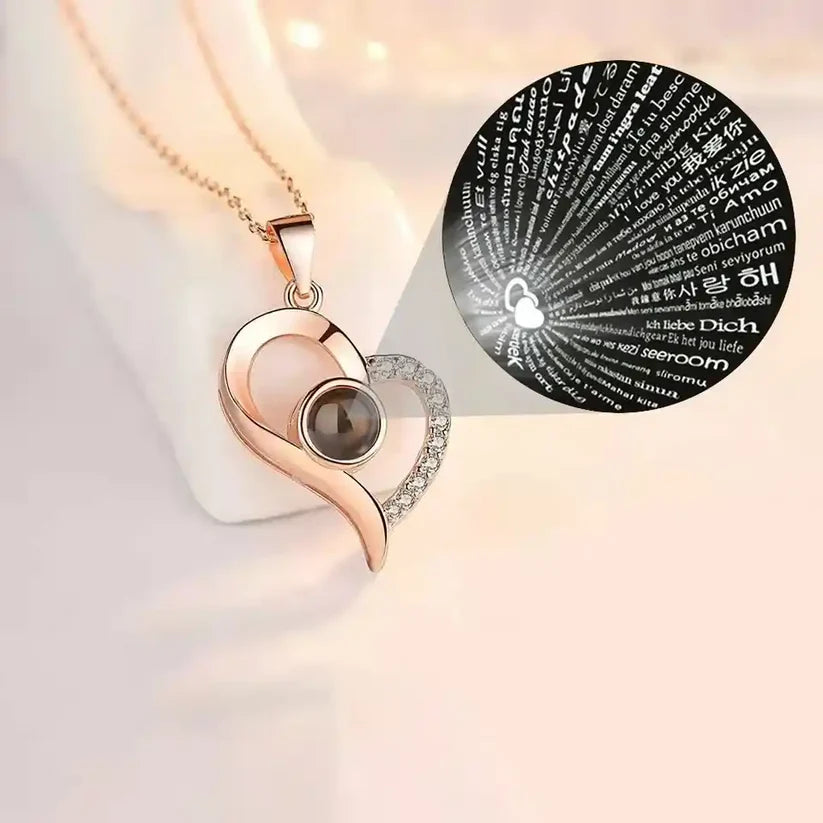 💎 Collar de Proyección "Te Amo" en 100 Idiomas con estuche de lujo 💖