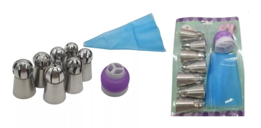 Kit Decorador de Pasteles con 7 Boquillas, Acople y Manga