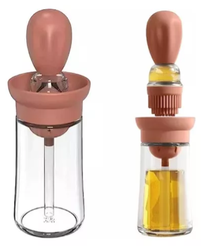 Dispensador Aceite Con Brocha en  Silicona y Botella Vidrio