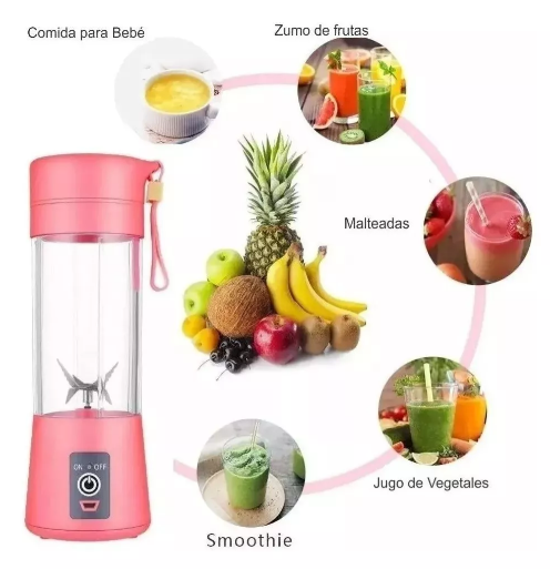 Licuadora Personal Portátil Recargable para Jugos Y Batidos. Ref. ZY-3S