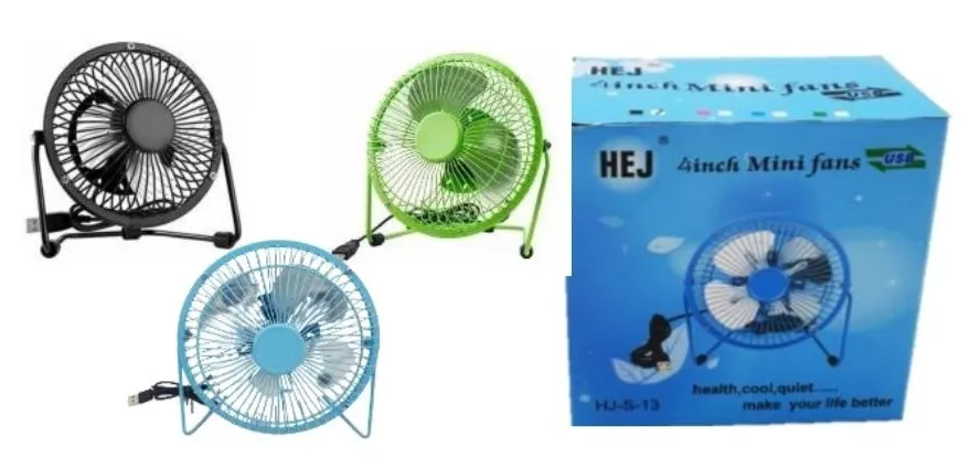Mini Ventilador Metálico de 4" Portátil de Cable Usb. Ref :HJ-S-13