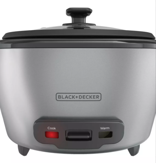 Olla Arrocera Black+Decker de 20 Tazas con Tapa Vidrio Y Vaporera. Ref. RC5200M
