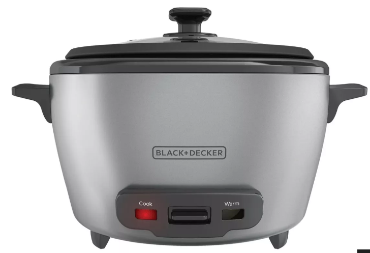Olla Arrocera Black+Decker de 20 Tazas con Tapa Vidrio Y Vaporera. Ref. RC5200M