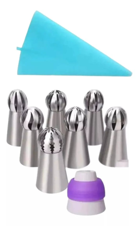 Kit Decorador de Pasteles con 7 Boquillas, Acople y Manga