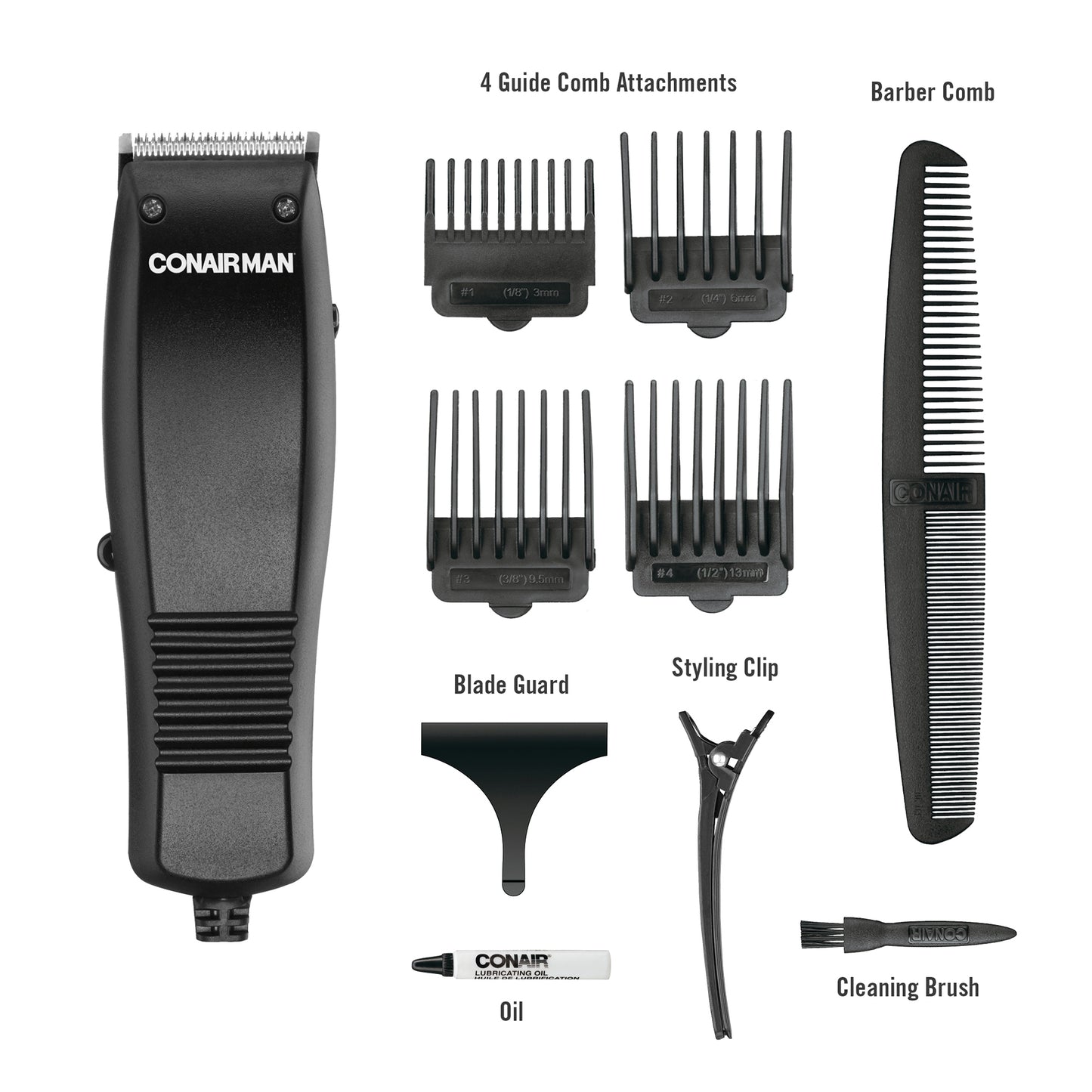 Peluquera Con Air Simple Cut  Kit de 10 Piezas. Ref.  Hc93w