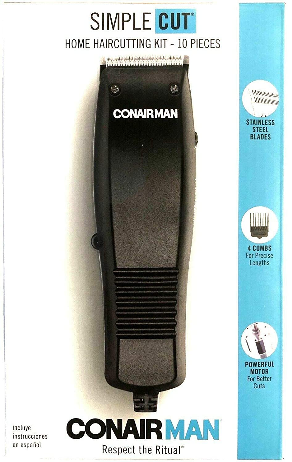 Peluquera Con Air Simple Cut  Kit de 10 Piezas. Ref.  Hc93w