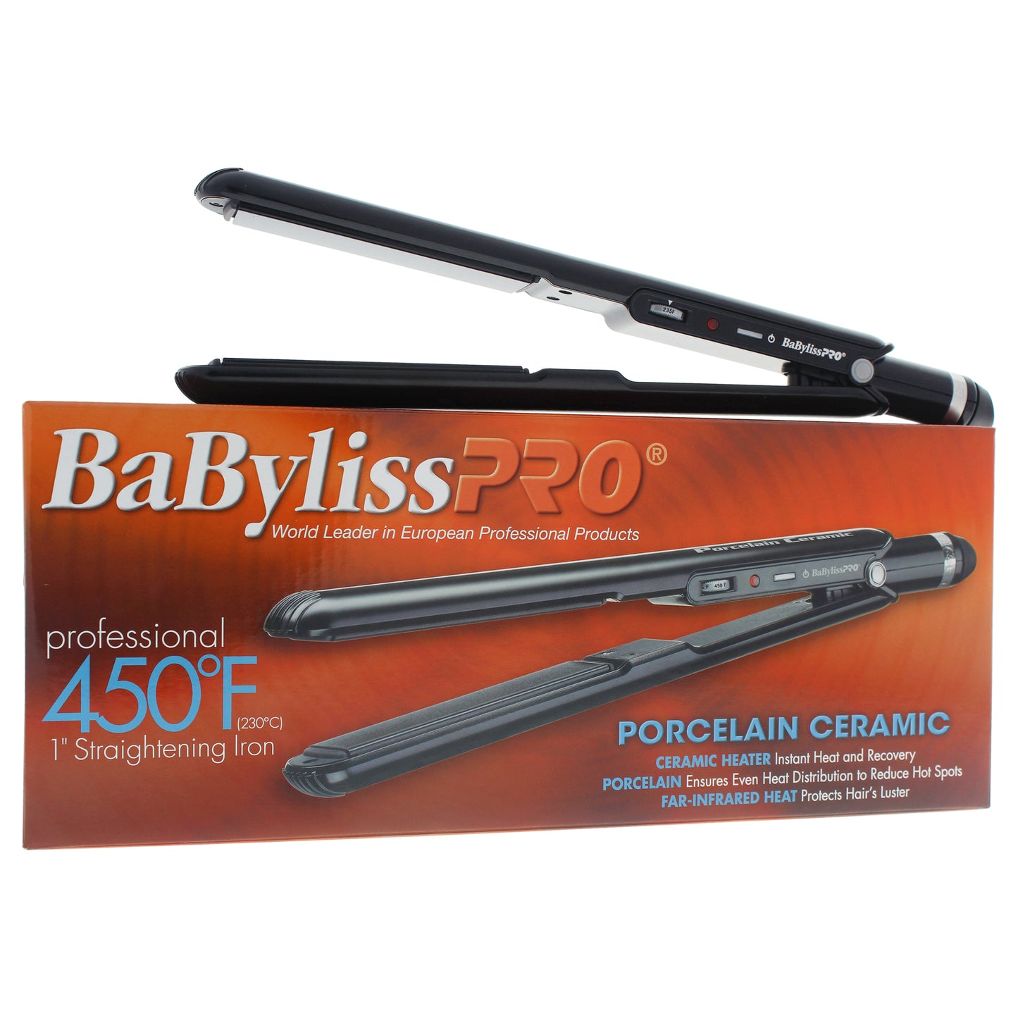 Plancha Babyliss Pro Cerámica Porcelana de 1” 450°f Profesional  Ref. 9557