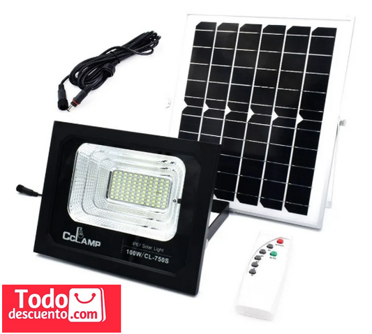 Reflector Led 100w Solar Luz Blanca con Control Cclamp Ref. CL-750s