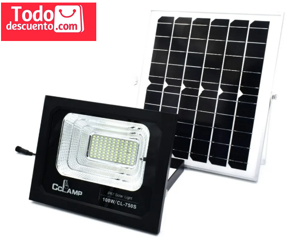 Reflector Led 100w Solar Luz Blanca con Control Cclamp Ref. CL-750s