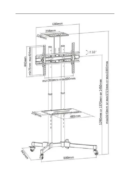 Soporte Piso Pedestal TV Con Estante Mesa 32" a 60" Ref.Yd-1500
