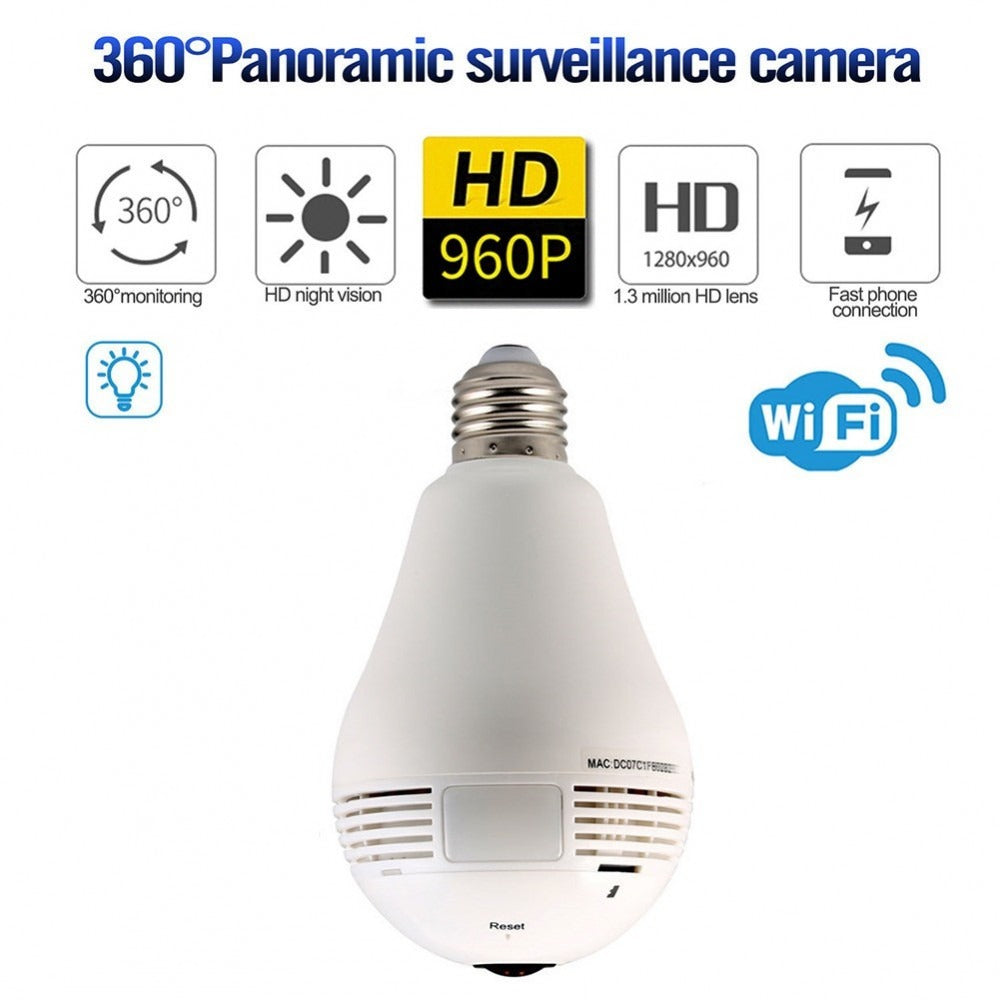 Camara De Bombillo Wifi VR V380 360º