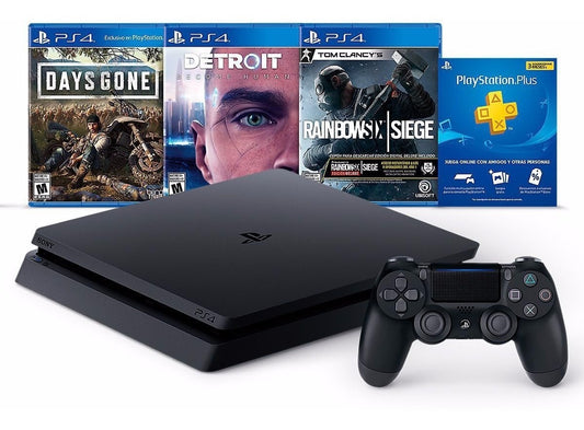 Consola Playstation Ps4 1tb + 3 Juegos Days Gone, Detroit, RainbowSix