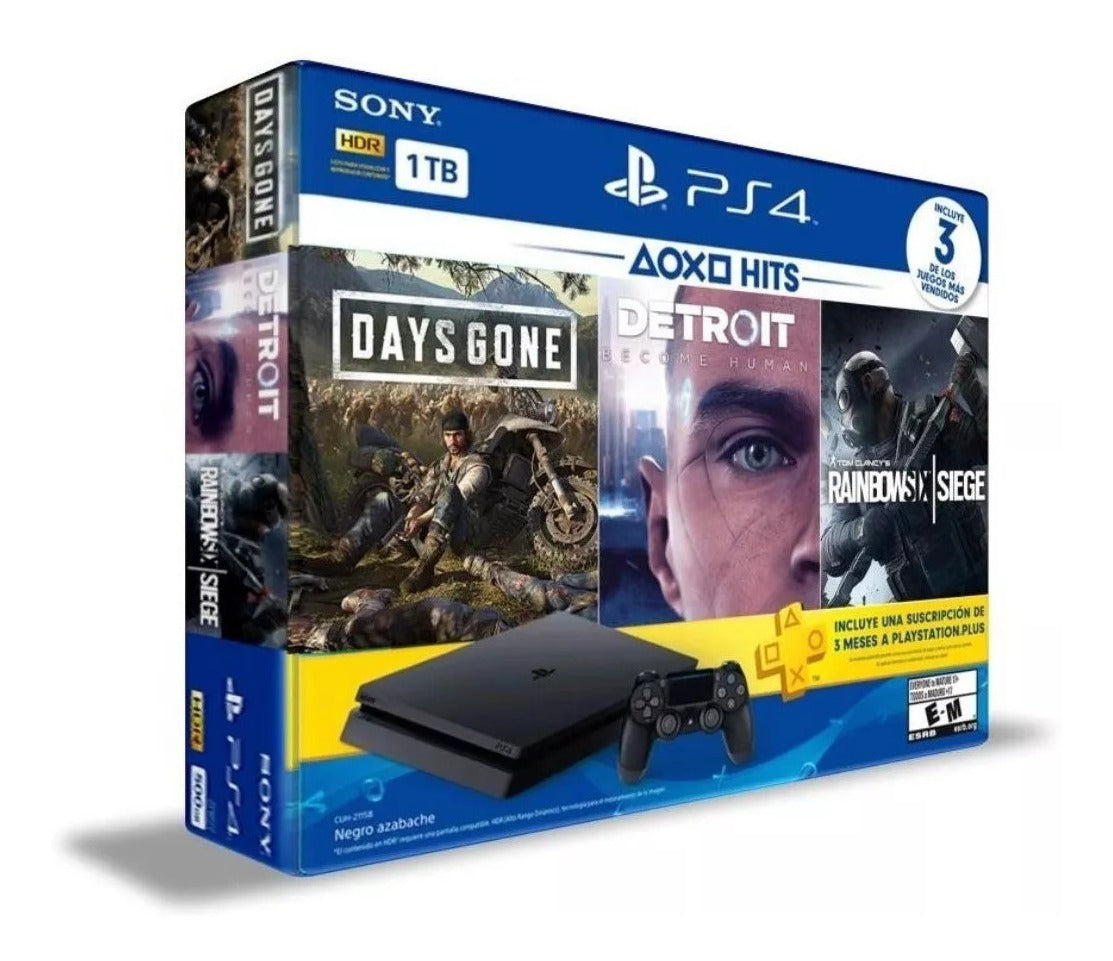 Consola Playstation Ps4 1tb + 3 Juegos Days Gone, Detroit, RainbowSix