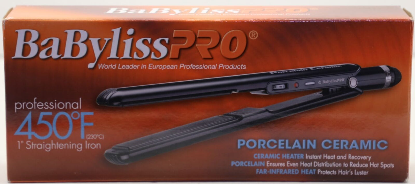 Plancha Babyliss Pro Cerámica Porcelana de 1” 450°f Profesional  Ref. 9557